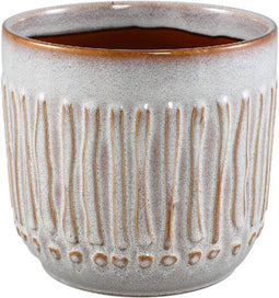 PTMD Ruuby White Glazed Ceramic Pot Wavy Arts Round XL