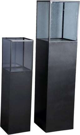 PTMD Rux Windlicht - 40 x 40 x 165 cm - Ijzer - Zwart - Set van 2