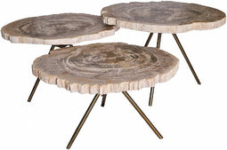 PTMD Salontafel New Khine Versteend Hout Brass Set van 3
