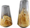 PTMD Saman Amber Solid Glass Vase Yellow Wavy Round S