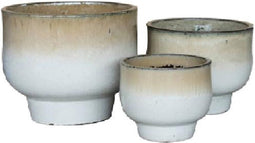 PTMD Sanish Cream Glazed Ceramic Pot On Foot Round SV3