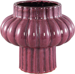 PTMD Sannee Red Ceramic Pot Ribbed Wide Middle L