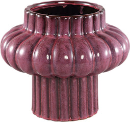 PTMD Sannee Red Ceramic Pot Ribbed Wide Middle M