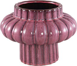 PTMD Sannee Red Ceramic Pot Ribbed Wide Middle S