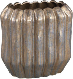 PTMD Seattle Bronze Ceramic Pot Oval Ribbed High L