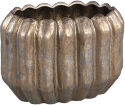 PTMD Seattle Bronze Ceramic Pot Oval Ribbed High S