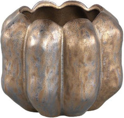 PTMD Seattle Bronze Ceramic Pot Round Ribbed Low S