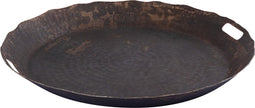 PTMD Semin Copper Alu Round Rustic Tray Wavy Edge L