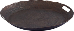 PTMD Semin Copper Alu Round Rustic Tray Wavy Edge M