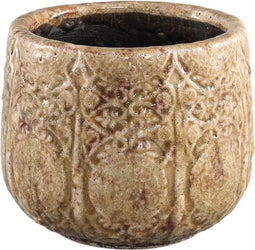 PTMD Sendar Antieke Bloempot - H16 x Ø18 cm - Keramiek - Bruin