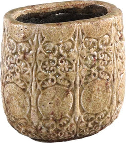 PTMD Sendar Ovale Bloempot - 20,5 x 13,5 x 20 cm - Keramiek - Bruin