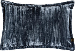 PTMD Senny Blue Velvet Cushion Ruffle Rim Rectangle
