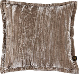 PTMD Senny Taupe Velvet Cushion Ruffle Rim Square S