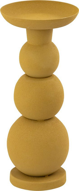 PTMD Shannan Yellow round iron candle holder w bulbs S