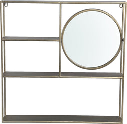 PTMD Sharina Gold Iron Wall Rack With Mirror