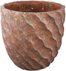 PTMD Sharlae Brown Cement Pot Wavy Lines Round XXL