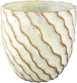 PTMD Sharlae Cream Cement Pot Wavy Lines Round XXL