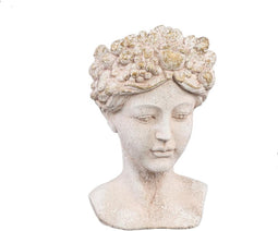 PTMD Sherlene Cream Cement Face Shaped Statue Low