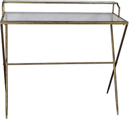 PTMD Sidetable Emily Glass Goud Metal Frame 2 Shelves