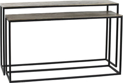 PTMD Sidetable Kae Goud Alu Zwart Rectangular Set van 2