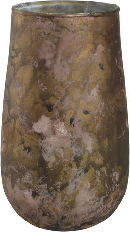 PTMD Sjoerd Windlicht - H16 x Ø9 cm - mat Glas - gemeleerd Bruin