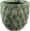 PTMD Skipp groene pot keramiek geglazuurd rond met pauw patroon maat in cm: 30 x 30 x 28 - Groen