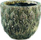 PTMD Skipp groene pot keramiek geglazuurd rond met pauw patroon maat in cm: 27 x 27 x 24 - Groen