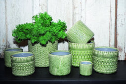 PTMD Suma Ronde Bloempot - H16 x Ø18 cm - Geglazuurd keramiek - Groen