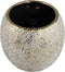 PTMD Sunia Cream Glazed Ceramic Pot Low Gold Finish L
