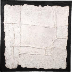 PTMD Suyen White Canvas Wall Panel Abstract Lines