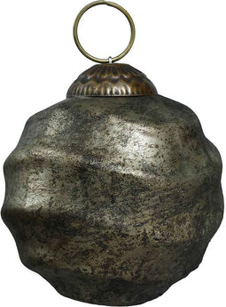 PTMD Swirl Kerstbal - H8 x Ø8 cm - Glas - Grijs