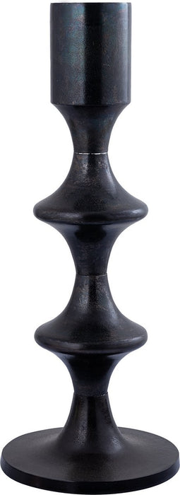 PTMD Taika Black Alu Round Candle Holder Tabs Low