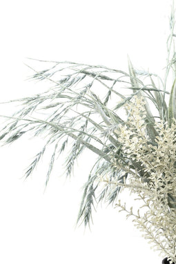 PTMD Tarwe tak Kunstplant - H50 x Ø30 cm - Plastic pot - Wit/groen