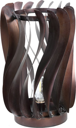 PTMD Tessa Bronze Iron LED Table Lamp Round Wavy Lines