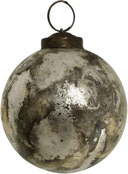 PTMD Tezz Kerstbal Antiek - H7,5 x Ø7,5 cm - Glas - Zilver