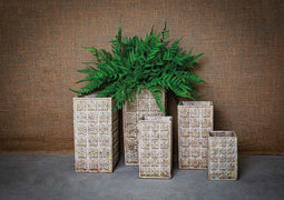 PTMD Thom Bloempot - H20 x Ø13 cm - Cement - Creme