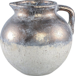 PTMD Thriff goud geglazuurd keramiek pot maat in cm: 36 x 36 x 36 - zilver en zwart