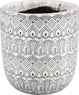 PTMD Tika Ronde Bloempot - H22 x Ø20 cm - Geglazuurd keramiek - Wit