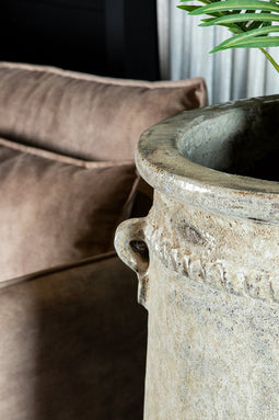 PTMD Tony Grey Big Ceramic Jar Pot Round High