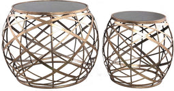 PTMD Tornado Ronde Koffietafel - H45xØ60 cm - Set van 2 - Ijzer - Goud