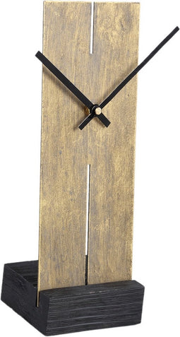 PTMD Tunes Gold Metal Table Clock Black Stand Rectangle