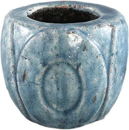 PTMD Tunish Ronde Bloempot - H10 x Ø12 cm - Keramiek - Blauw