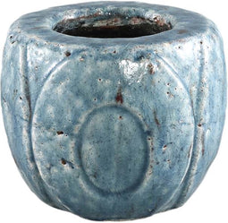 PTMD Tunish Ronde Bloempot - H12,5 x Ø15 cm - Keramiek - Blauw