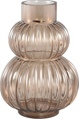 PTMD Uger Vaas - 18 x 18 x 25 cm - Glas - Bruin