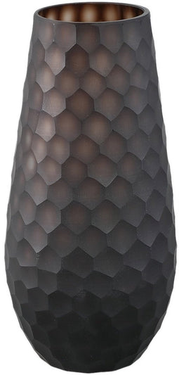 PTMD Vaas Eboney - 14x14x30 cm - Glas - Bruin