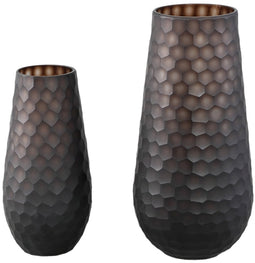 PTMD Vaas Eboney - 19x19x39 cm - Glas - Bruin