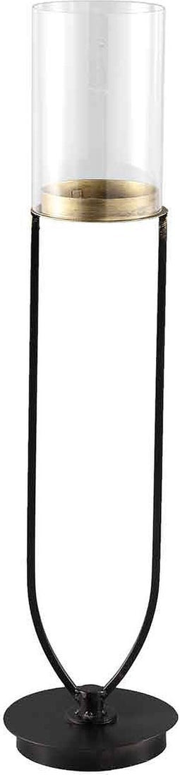 PTMD Vaily Windlicht Op Standaard - H62 x Ø15 cm - Glas/ijzer - Zwart