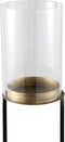PTMD Vaily Windlicht Op Standaard - H62 x Ø15 cm - Glas/ijzer - Zwart
