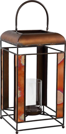 PTMD Veda Vierkant Windlicht - 23,5 x 23,5 x 47 cm - Metaal - Bruin