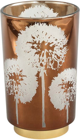 PTMD Verdo Rond LED Windlicht - H20 x Ø12 cm - LED - Glas - Koper/Goud